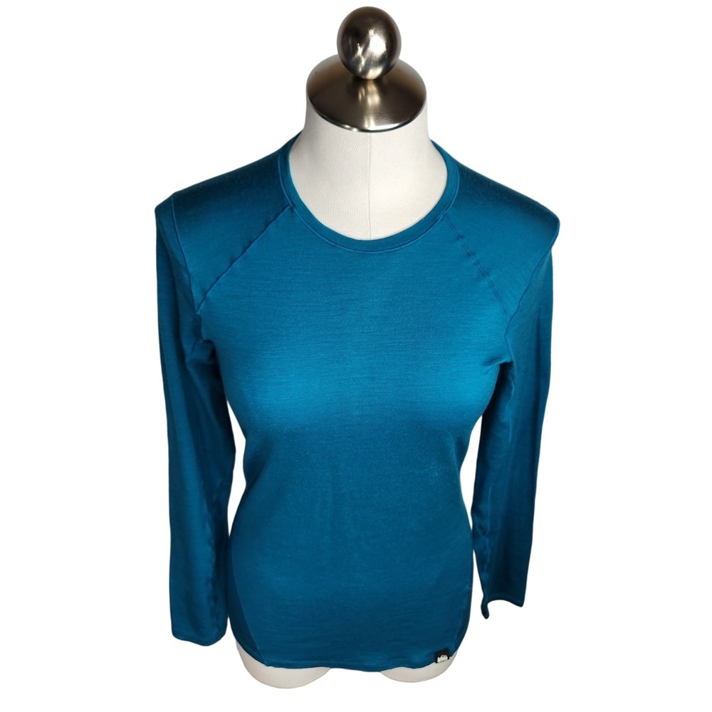 REI Co-op Merino Wool Base Layer Womens Small Teal Blue‎ Long Sleeve Top
